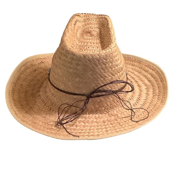 Faux Turquoise Decor Straw Cowboy Hat - Picture 5 of 6